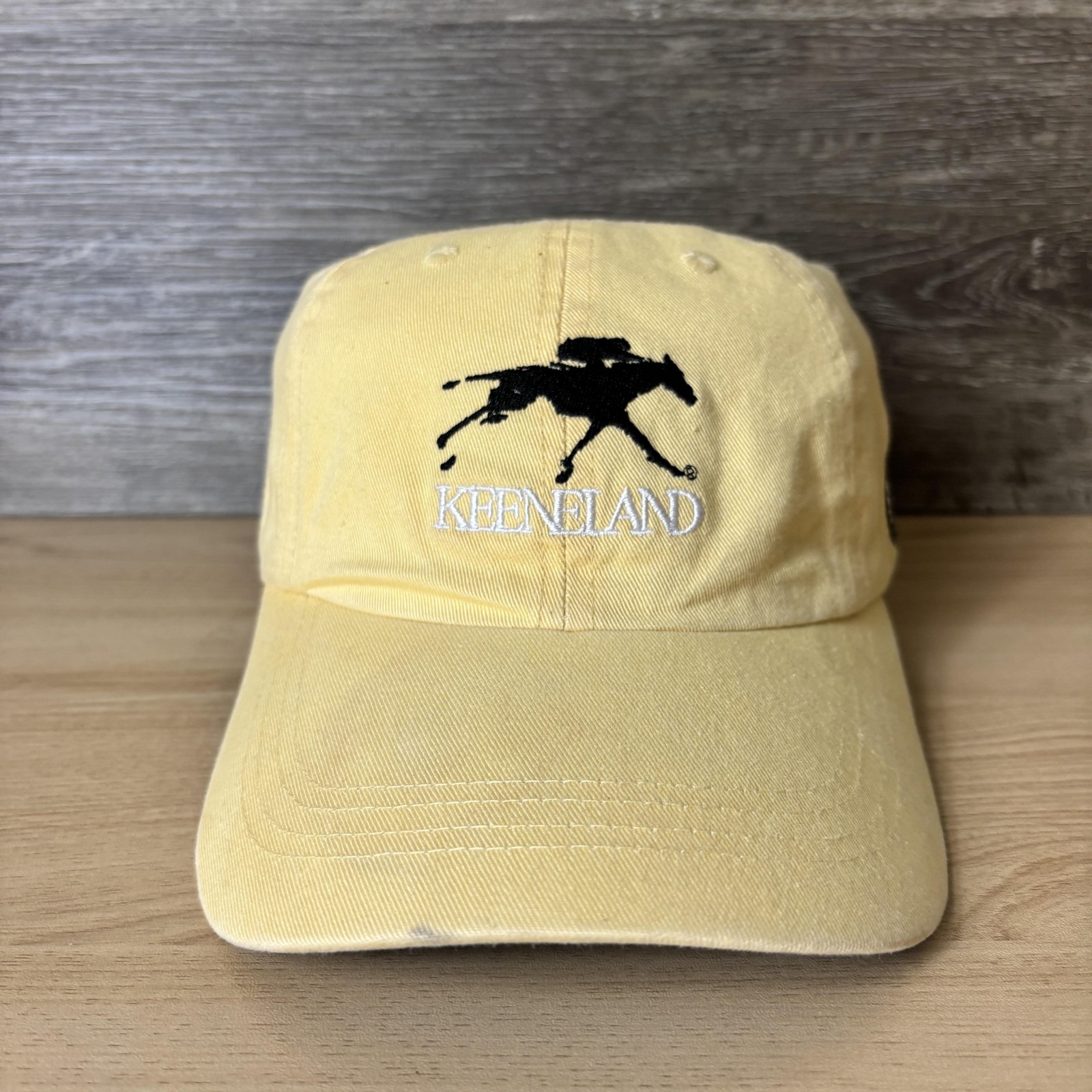 Keeneland Hat Cap Strap Back Yellow Embroidered Horse Racing Mens Lexington Ky